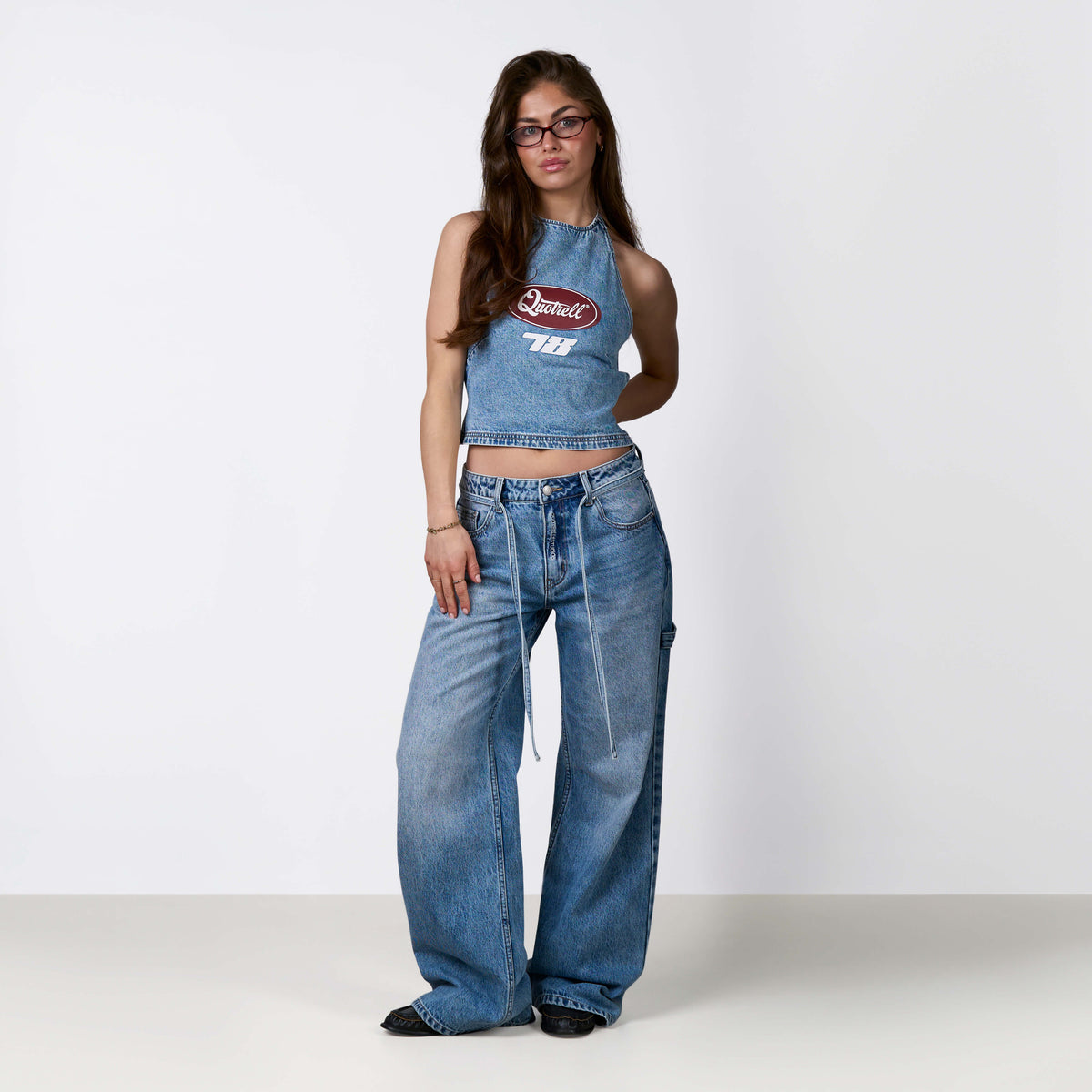 Mila Denim Top in washed blue