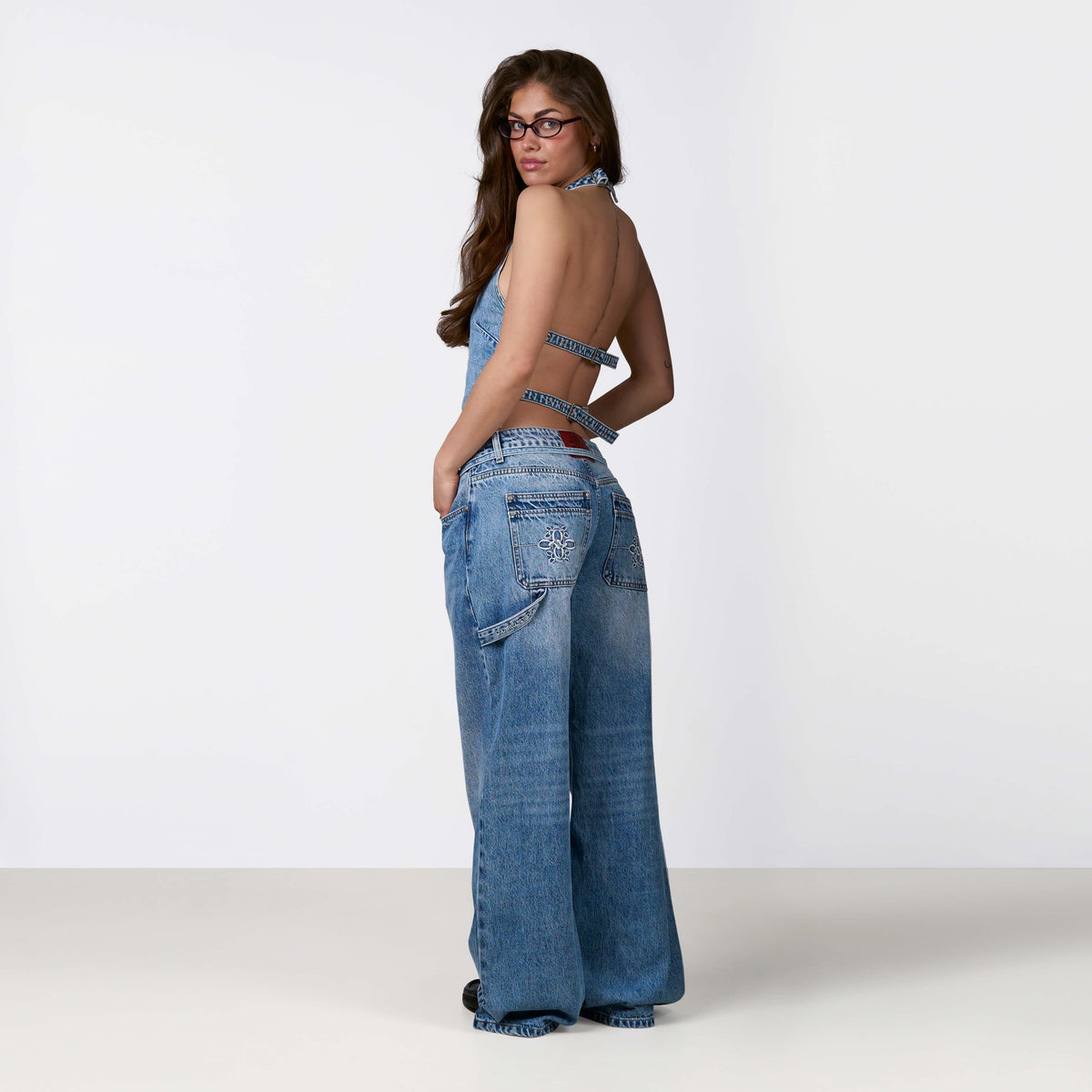 Mila Denim Top in washed blue